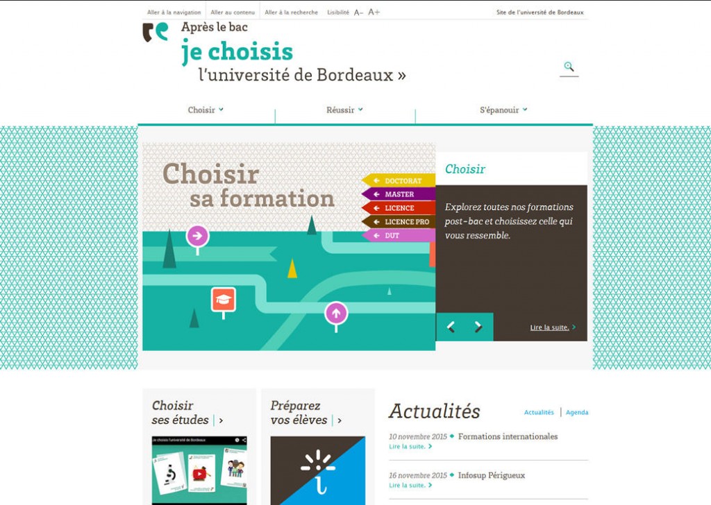 Site Web "Je choisis l'Université de Bordeaux"